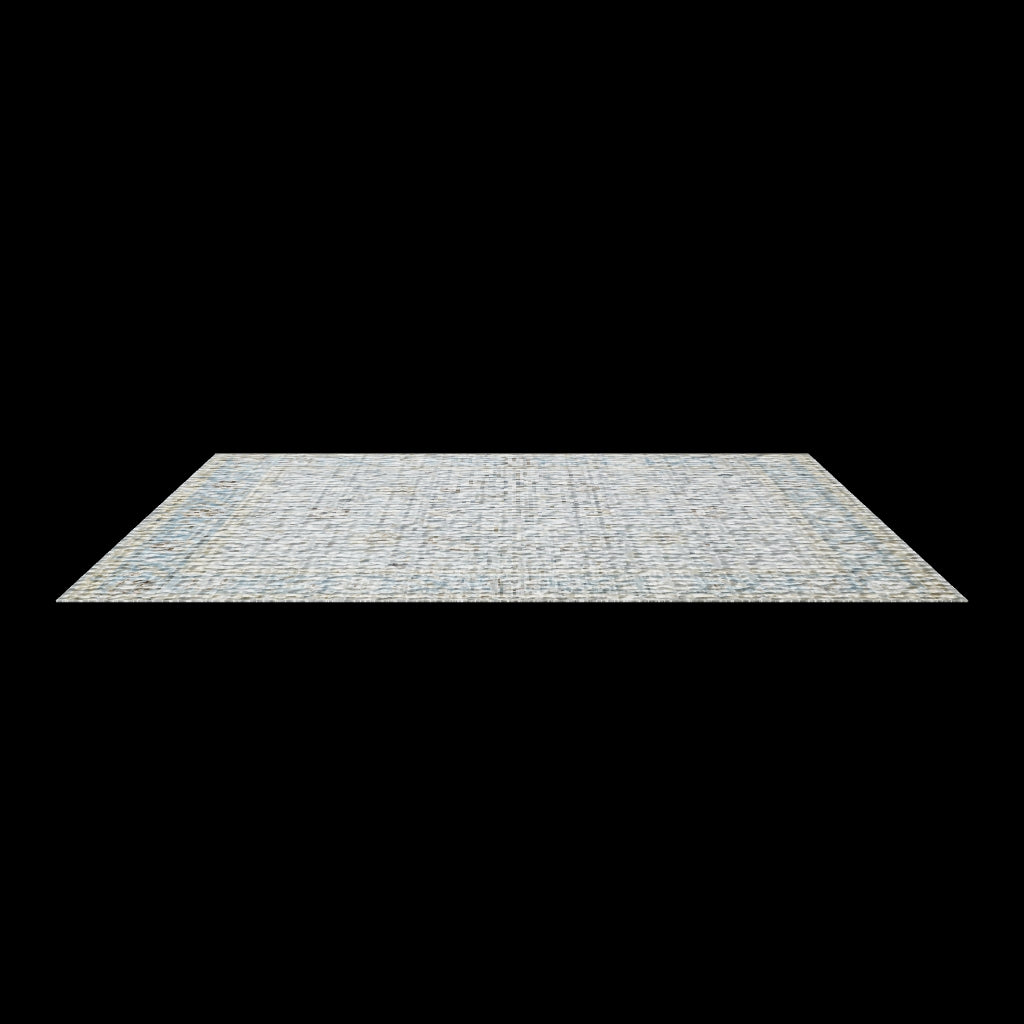 Light blue rug shown at an angle on a plain white background with no surrounding room.